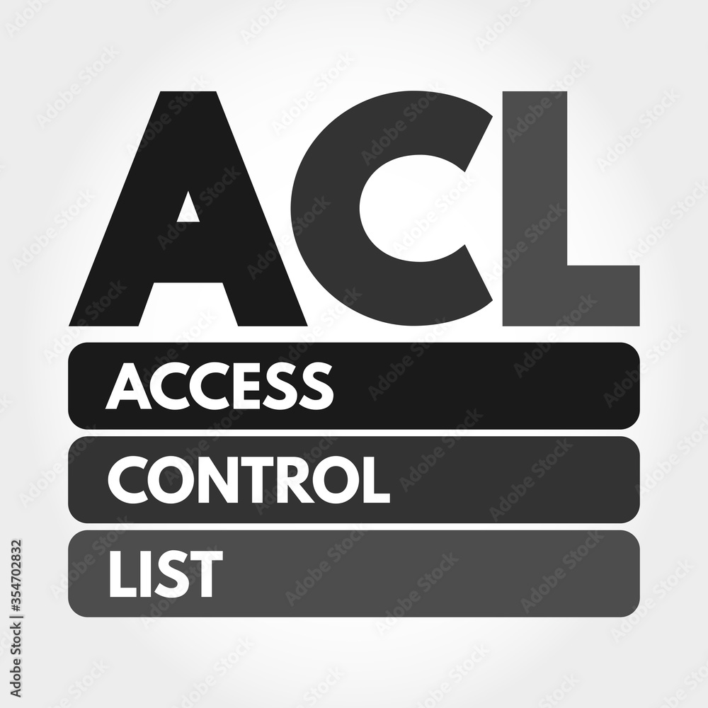 ACL - Access Control List acronym, technology concept background ACL - Access Control List acronym, technology concept background