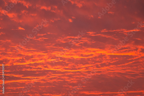 red sky and clouds