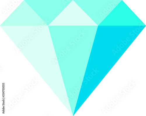 Blue diamond in a flat style. Gem, diamond or diamond on a white background.