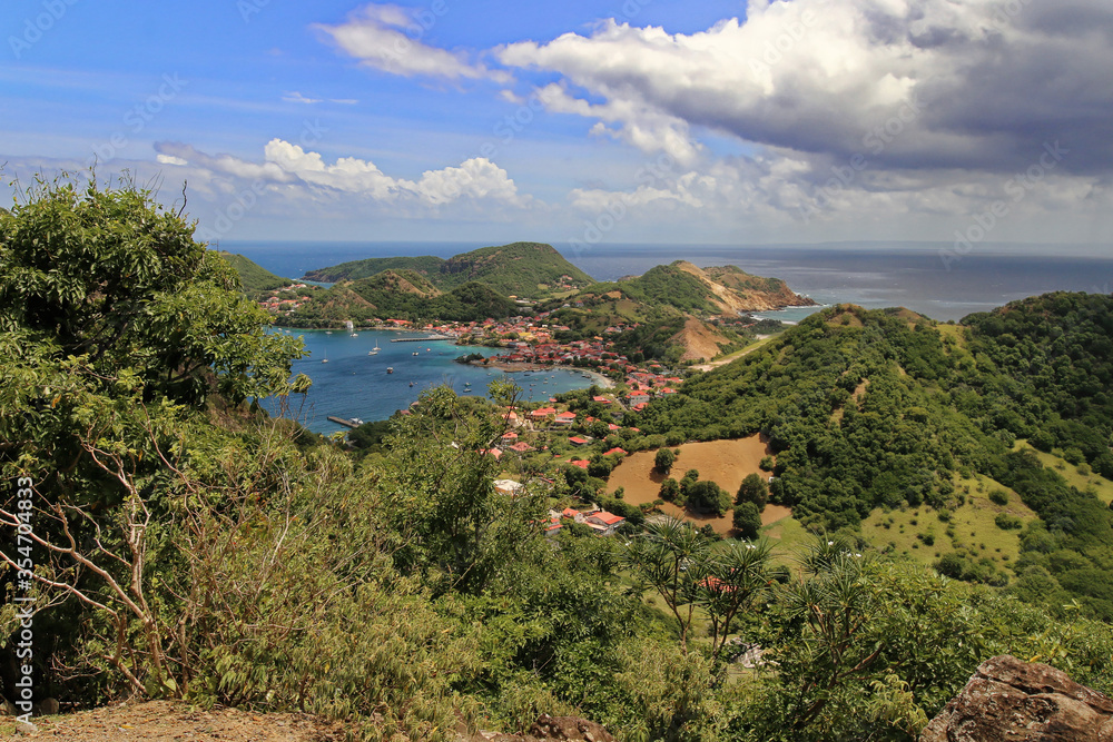 Fototapeta premium Terre de haut wide shot view from Le Chameau hill.Guadeloupe. Les saintes 
