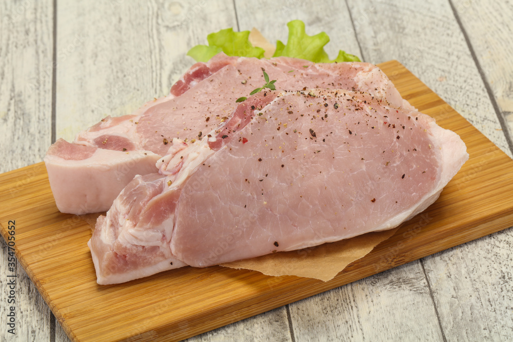 Raw pork meat steak for grill