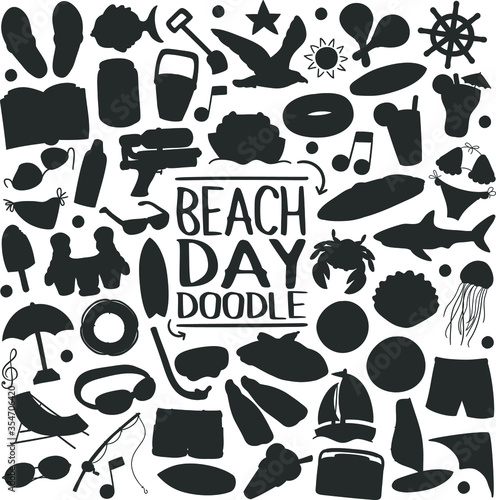 Beach Day Silhouette Clip Art Vector Icons