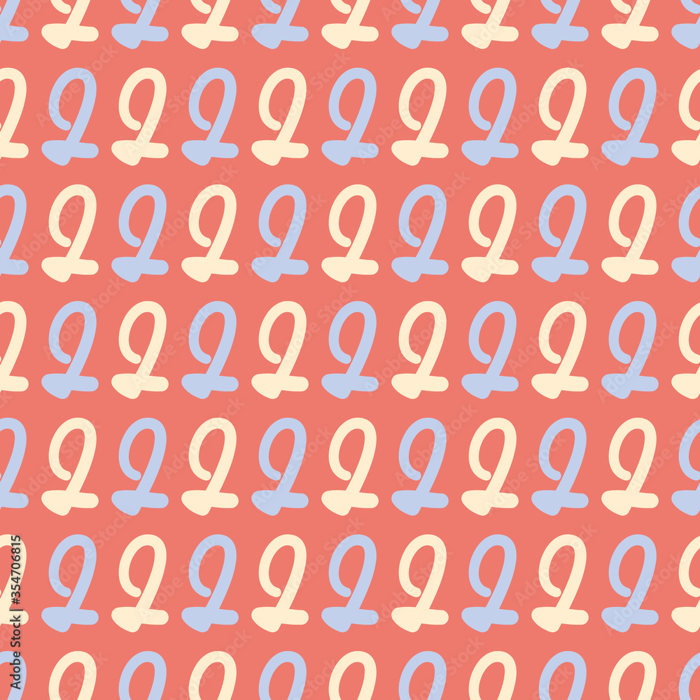 Digit 2 vector repeat pattern. Hand written number two seamless illustration background. Digit 2 vector repeat pattern. Hand written number two seamless illustration background.
