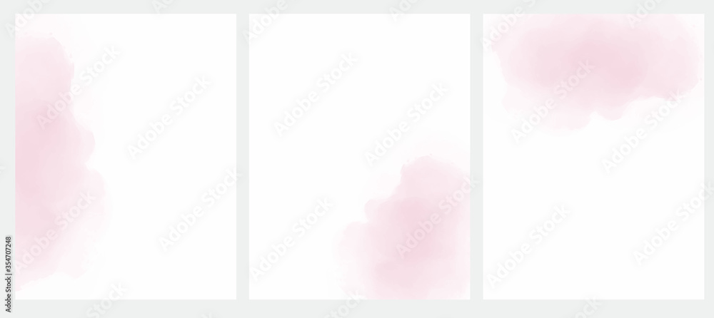 Delicate Abstract Geometric Vector Layouts. Pink Blurred Painted Stain on a White Background. Pastel Pink Cloudy Sky Vector Design. Blanks without Text. 