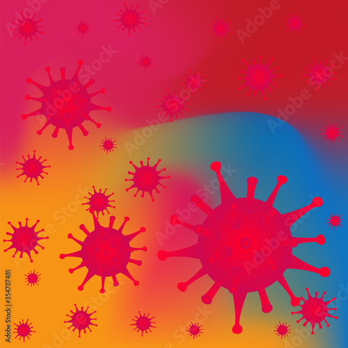 Coronavirus disease COVID-19 infection. Digital line abstract colored Background with Waves. Trendy Line art composition. Pathogen respiratory influenza covid virus cells