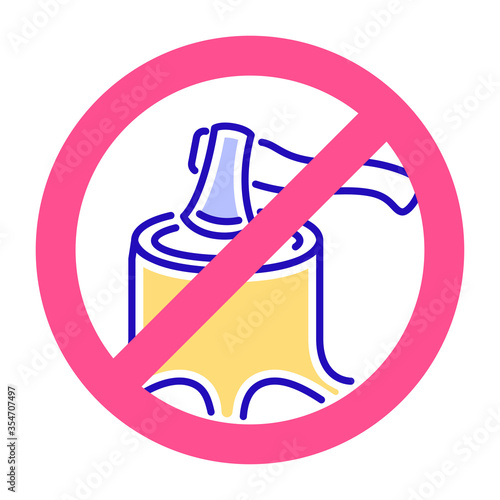 Stop deforestation color line icon. Nature protection. Eco problems. Isolated vector element. Outline pictogram for web page, mobile app, promo