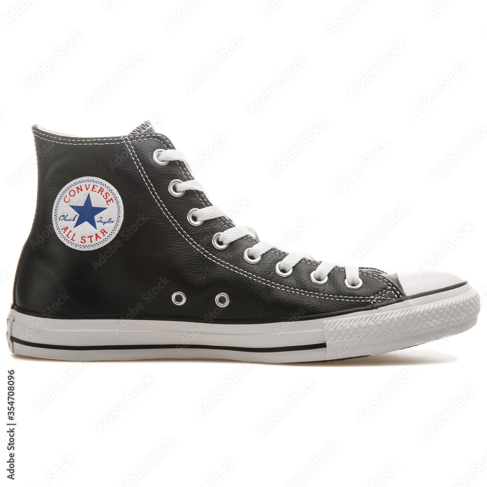 VIENNA AUSTRIA AUGUST 25 2017 Converse Chuck Taylor High black sneaker on white background. foto de Stock Adobe Stock