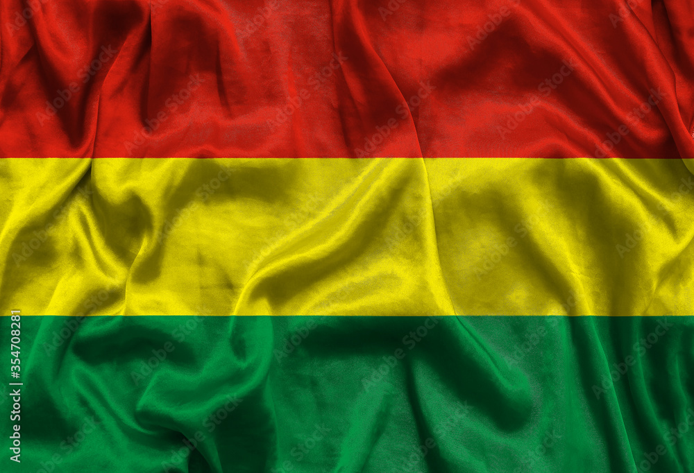 Obraz premium Bolivia national flag background with fabric texture. Flag of Bolivia waving in the wind. 3D illustration.