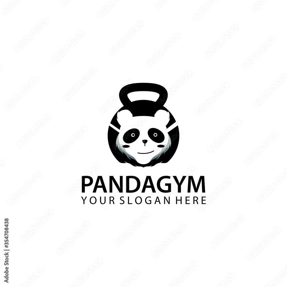 panda gym logo design isolated on white background panda gym logo design isolated on white background