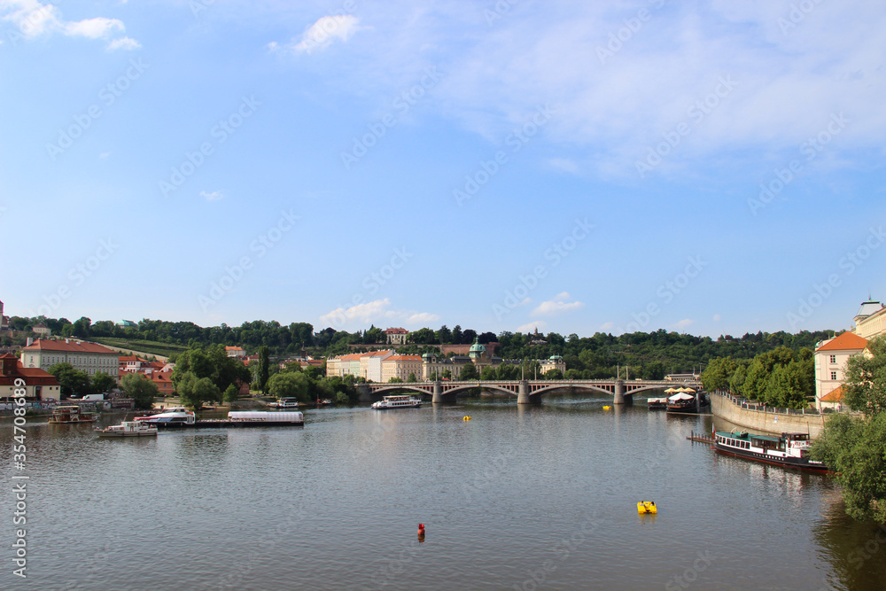 Prague, Czech Republic. June 14, 2015. View at the Manes Bridge.