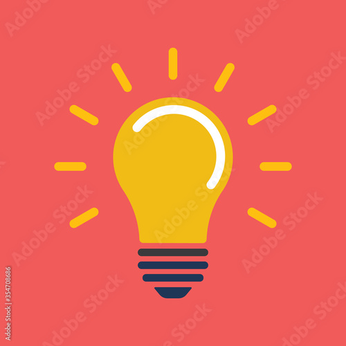 Light bulb icon. Electric lamp illustration, symbol of idea, innovation and solution.