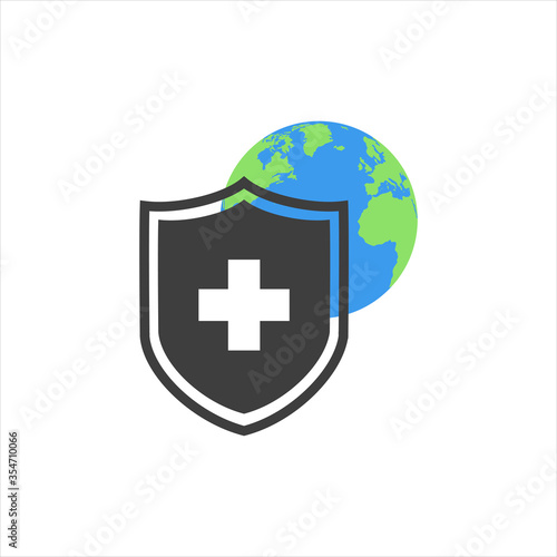 world planet earth with shield isolated icon vector illustration design. EPS10