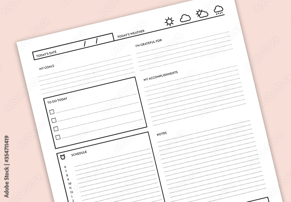 Black and White Planner Layout Stock Template | Adobe Stock