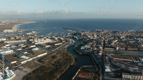 Wallpaper Mural Wide open aerial view of Peniche's stronghold and canal towards the fishing port and marina. Torontodigital.ca