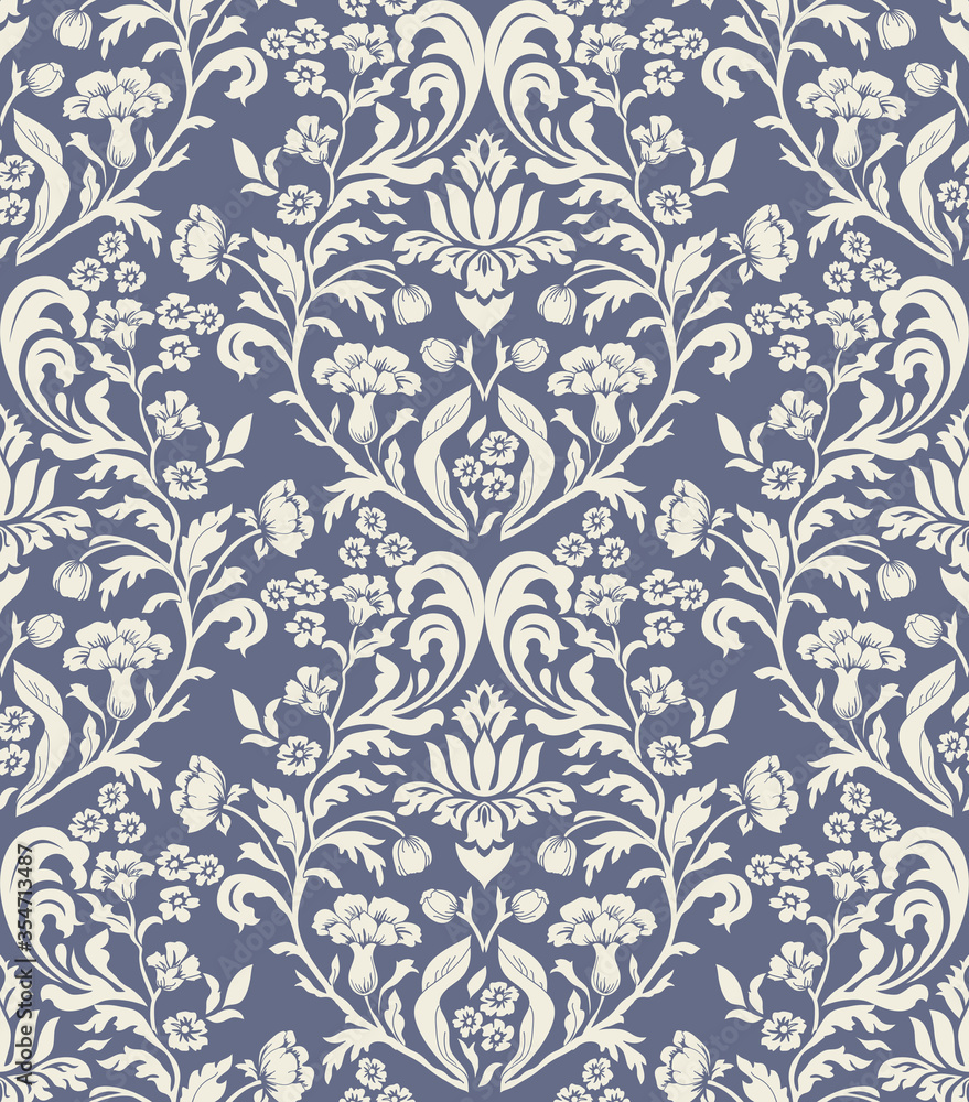 Seamless Victorian pattern. Floral Tile in turkish style. Hand drawn floral background. Vintage Wallpaper in damask style. Islam, Arabic, Indian, Ottoman motif. Vector illustration. Seamless Victorian pattern. Floral Tile in turkish style. Hand drawn floral background. Vintage Wallpaper in damask style. Islam, Arabic, Indian, Ottoman motif. Vector illustration.