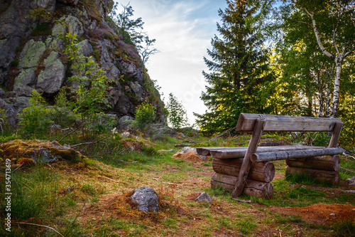 Bruchhauser Steine Sauerland - bench in the mountains