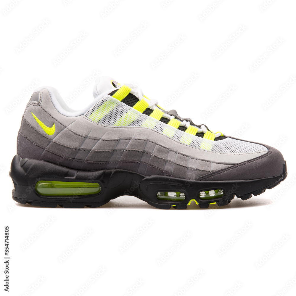 VIENNA, AUSTRIA - AUGUST 25, 2017: Nike Air Max 95 OG grey, black and  yellow sneaker on white background. Stock Photo | Adobe Stock