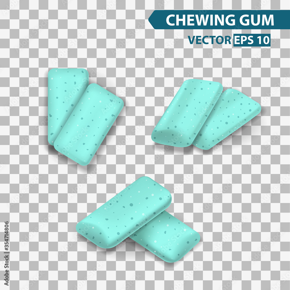 Green mint chewing gum set for ads and package element, isolated transparent background, 3d vector realistic illustration Green mint chewing gum set for ads and package element, isolated transparent background, 3d vector realistic illustration