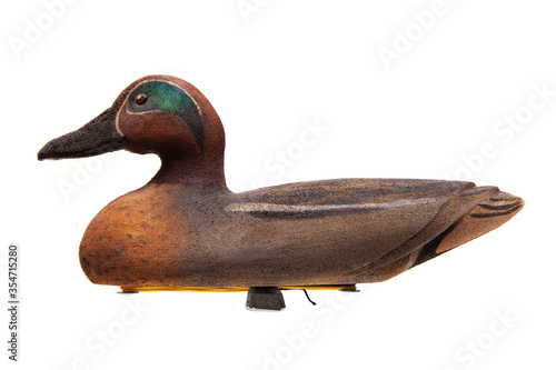 Mallard Duck Decoy isolated on white photo