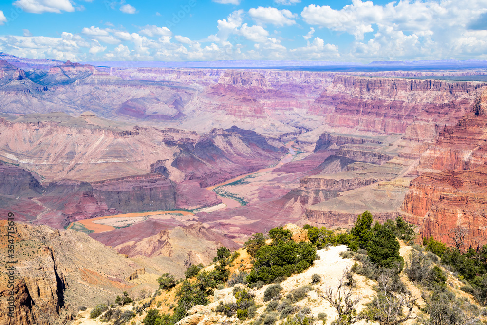 Beautiful view of Grand Canyon National Park from Desert View Watch Tower, one of the most famous viewpoint - Arizona USA