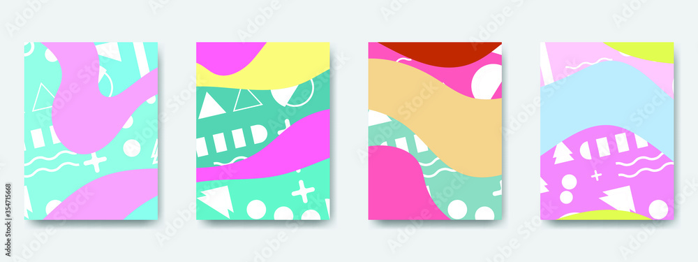 Abstract fun color pattern cartoon texture for doodle geometric background. Vector trend shape for brochure cover template design. Abstract art color vector pattern background of colorful.
