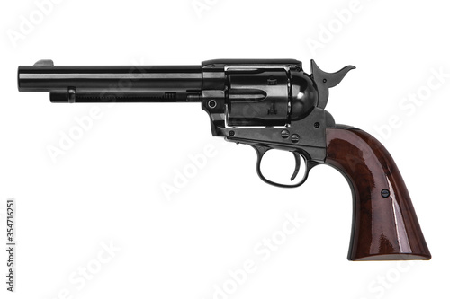 Gun pistol revolver isolated on white back