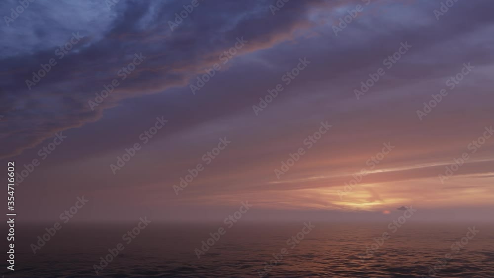 3D illustration. UFO over the sea and waves 3D illustration. UFO over the sea and waves