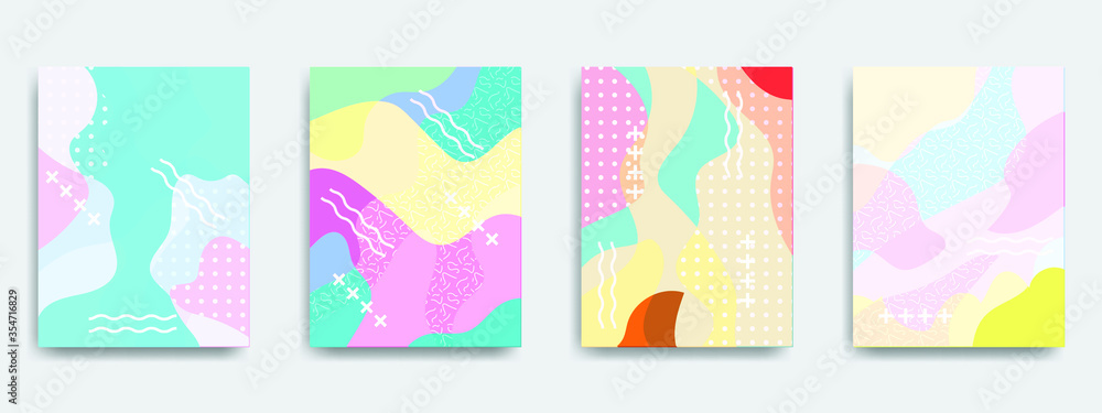 Abstract fun color pattern cartoon texture for doodle geometric background. Vector trend shape for brochure cover template design. Abstract art color vector pattern background of colorful.