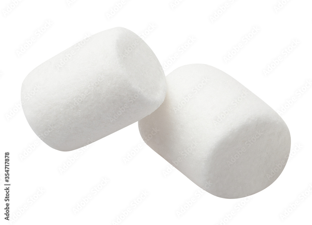 Two white marshmallows, isolated on white background Two white marshmallows, isolated on white background