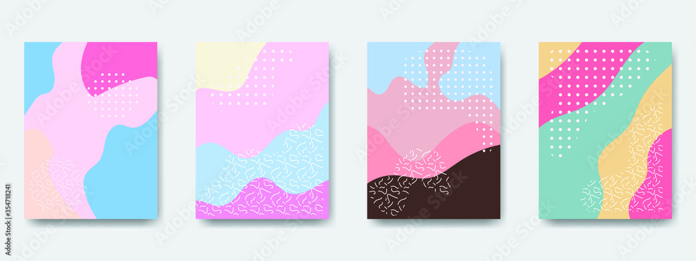 Fun doodle pattern background with abstract shapes and colors. Modern ...