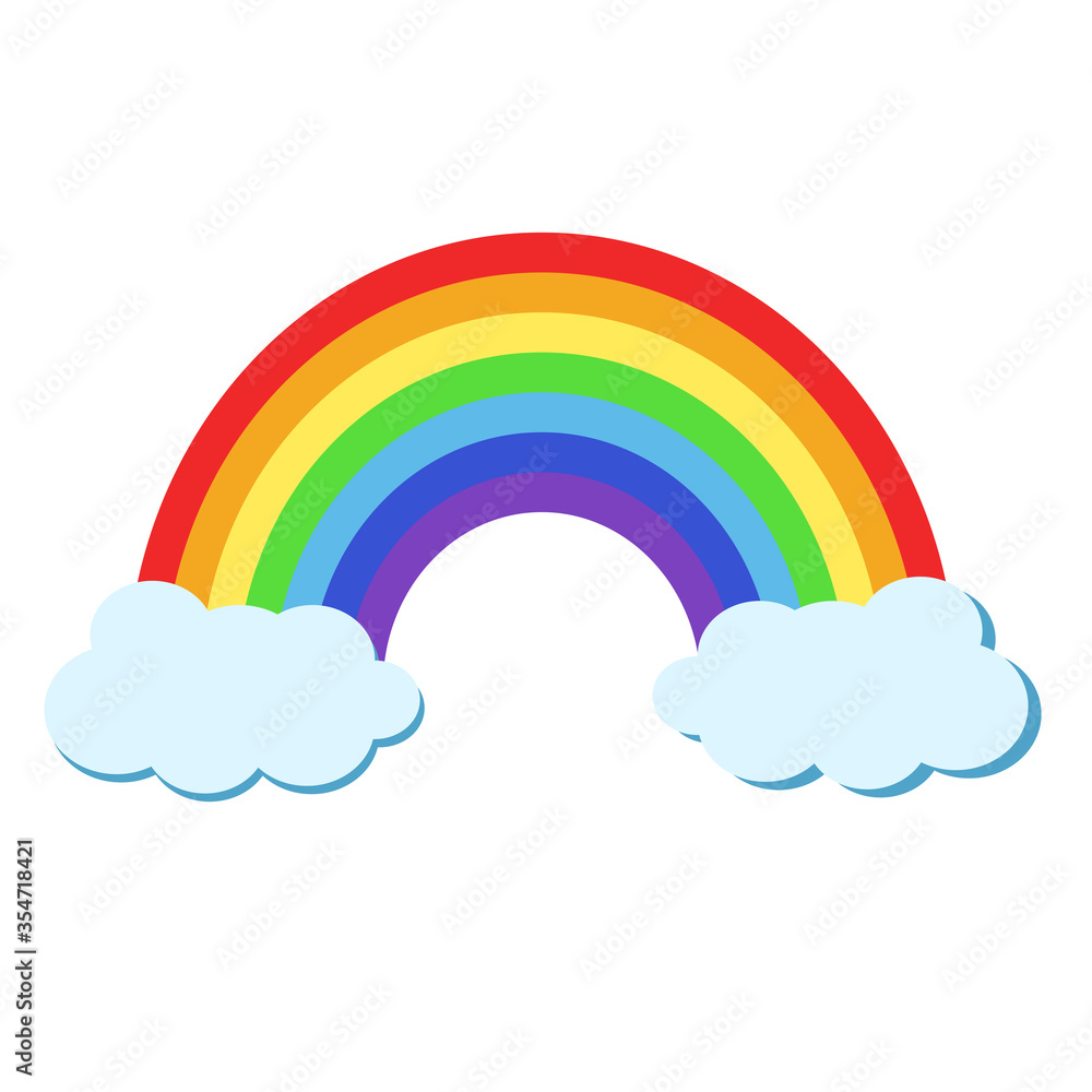 Colorful rainbow and clouds in the sky in cartoon style like element for design, stock vector illustration Colorful rainbow and clouds in the sky in cartoon style like element for design, stock vector illustration