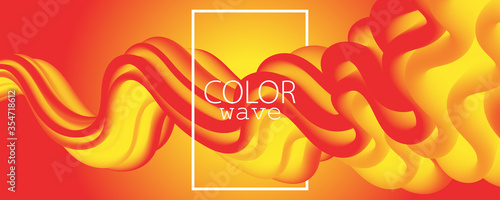 3d Poster. Abstract Flow. Red, Yellow Colors.