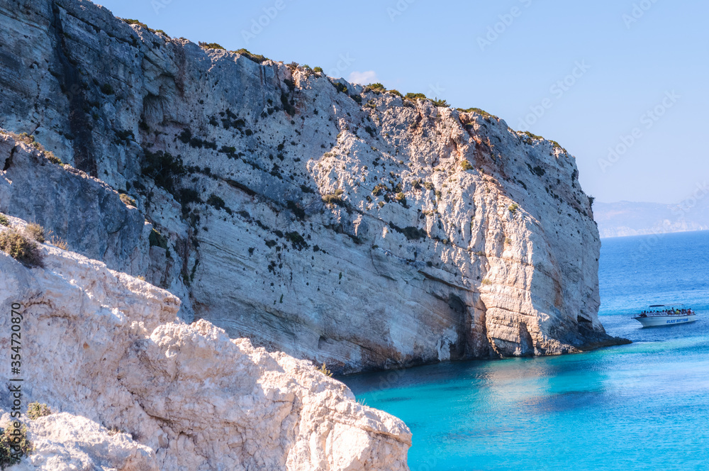 Beautiful Navagio Beach (Shipwreck beach) on Zakynthos Island, Greece