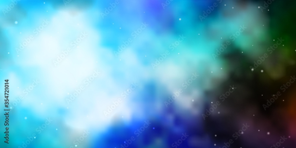 Fototapeta premium Light Blue, Green vector background with colorful stars. Decorative illustration with stars on abstract template. Best design for your ad, poster, banner.