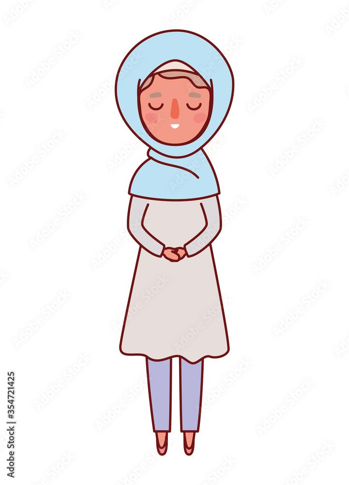 Muslim woman cartoon with traditional cloth vector design Muslim woman cartoon with traditional cloth vector design