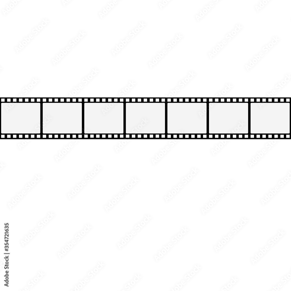 Seamless film strip on white background for design. Vintage cinema and photo tape. Retro film strip. Vector illustration