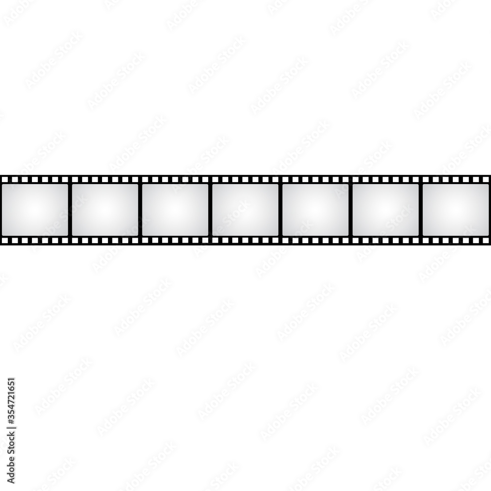 Seamless film strip on white background for design. Vintage cinema and photo tape. Retro film strip. Vector illustration