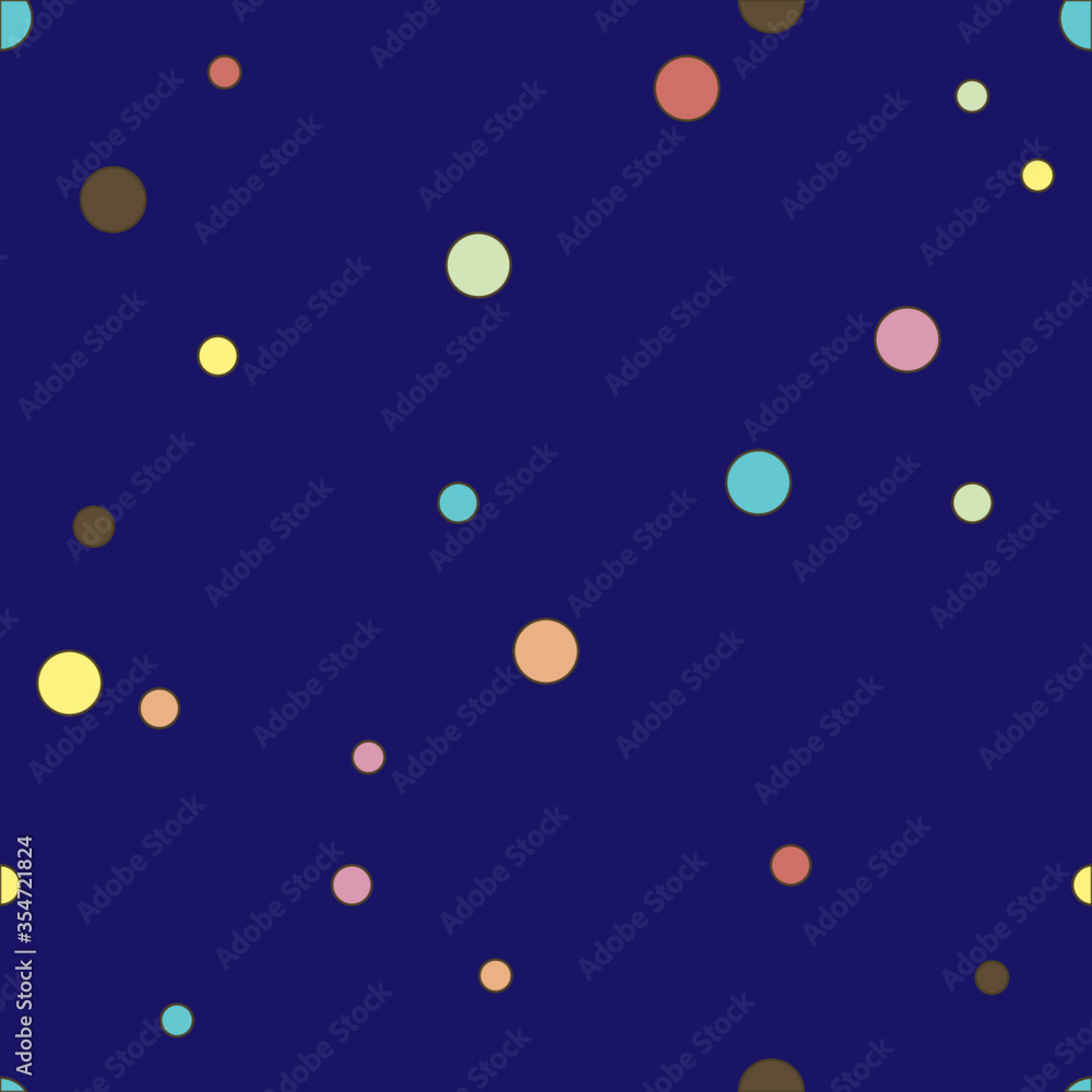 Colorful dotted seamless pattern. Polka Dot on dark blue background Background. Vector illustration