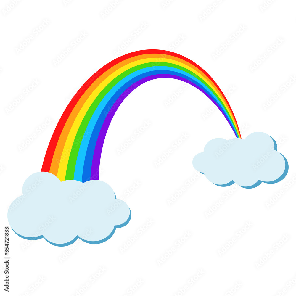 Colorful rainbow and clouds in the sky in cartoon style like element for design, stock vector illustration Colorful rainbow and clouds in the sky in cartoon style like element for design, stock vector illustration
