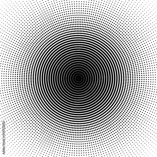 Op art, halftone dot simple graphic, black and white circle image