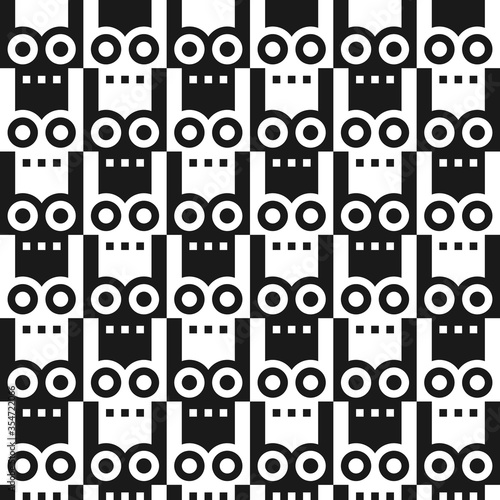 Seamless geometric abstract pattern with silhouettes of monsters