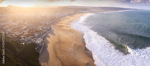 air view of Nazare beach Portugal