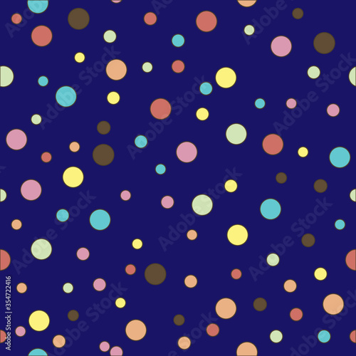 Colorful dotted seamless pattern. Polka Dot on dark blue background Background. Vector illustration