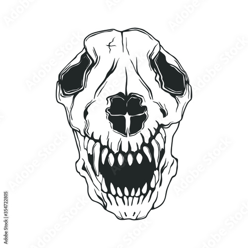 Collection of dead head bones of a dog. Vector illustration.