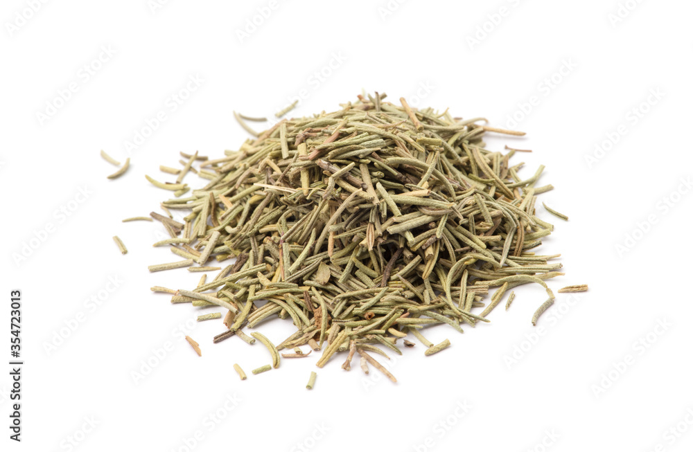 Dried natural rosemary spice isolated on white background