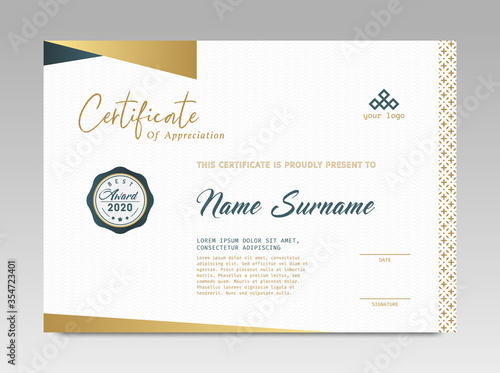 Modern Design Certificate. Certificate template awards diploma background vector modern design simple elegant and luxurious elegant. layout horizontal in A4 size