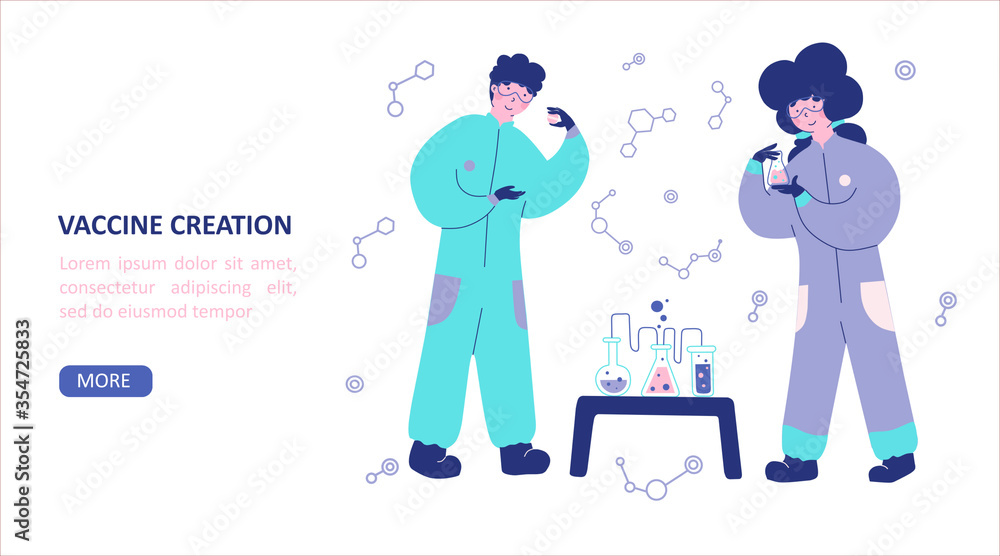 Chemical laboratory research, Flat vector character illustration. Chemical laboratory research, Flat vector character illustration.