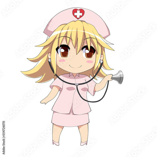 Cute anime nurse with stethoscope