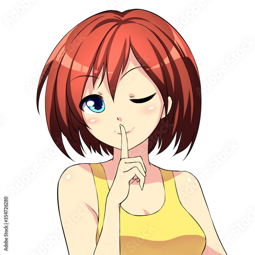 Girl putting finger on her lips
