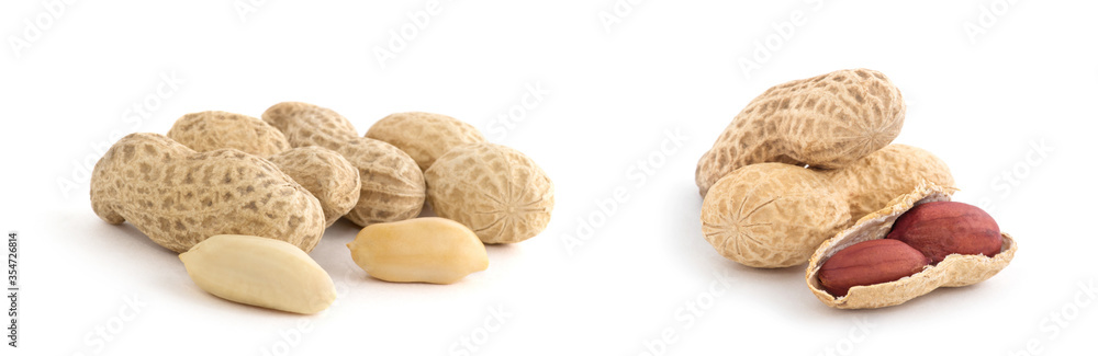 Dried peanuts on the white background. Dried peanuts on the white background.